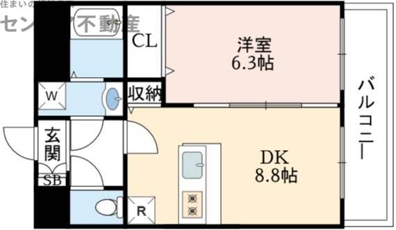 リヴェール楠根(1LDK/3階)の間取り写真