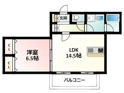 アスール江坂3RD(1LDK/14階)の間取り写真