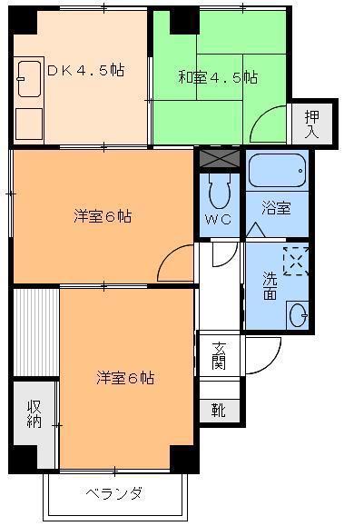 第3春日ハイツ(3DK/1階)の間取り写真