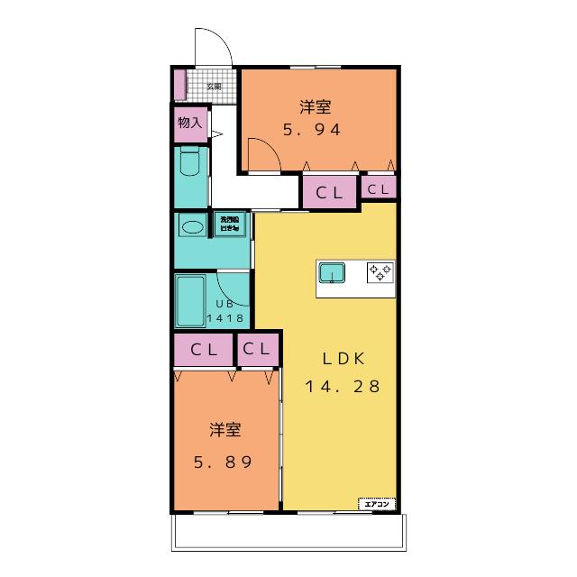 グランドゥール大岩(2LDK/4階)の間取り写真