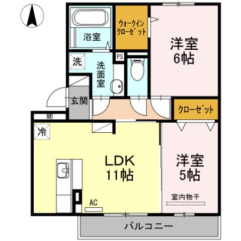 BLOSSOM(2LDK/2階)の間取り写真