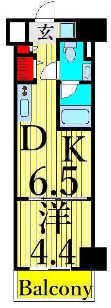 エルフォルテ東京イースト(1DK/6階)の間取り写真