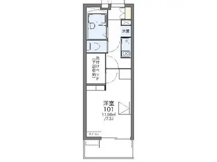 レオパレスエルムトゥプ(1K/1階)の間取り写真