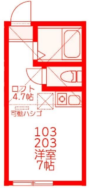 ユナイト富士見アントワーヌ(ワンルーム/2階)の間取り写真