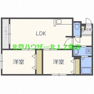 グランコンフォート札幌(2LDK/1階)の間取り写真