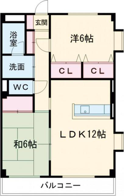 ハツミマンションB(2LDK/3階)の間取り写真