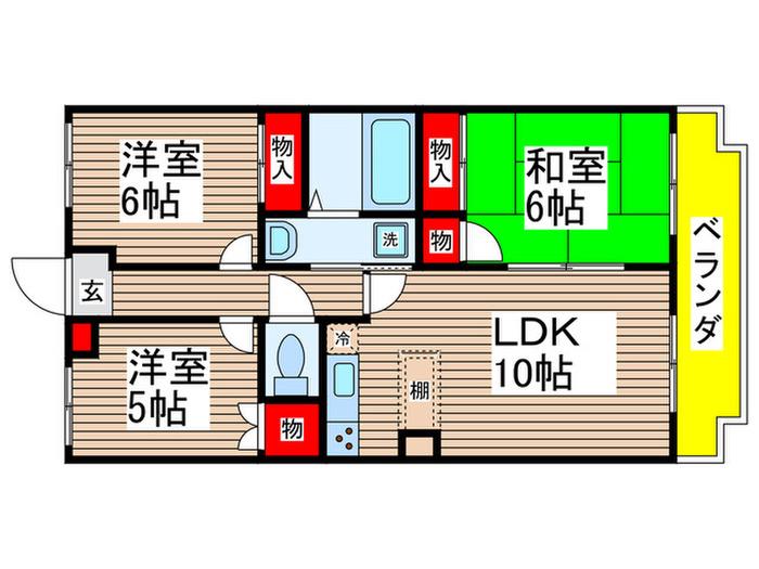 マリンヴュー検見川(3LDK/3階)の間取り写真