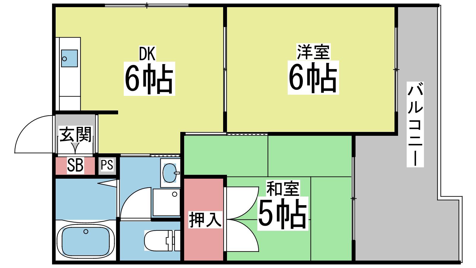 金栄ビル(2DK/8階)の間取り写真