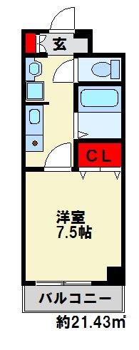レモンハイムおおが(1K/3階)の間取り写真