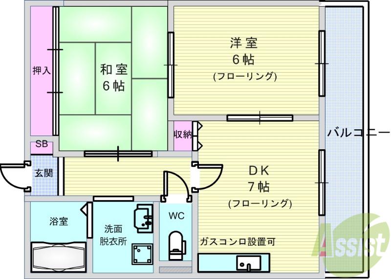 サンクレール宮山(2DK/2階)の間取り写真