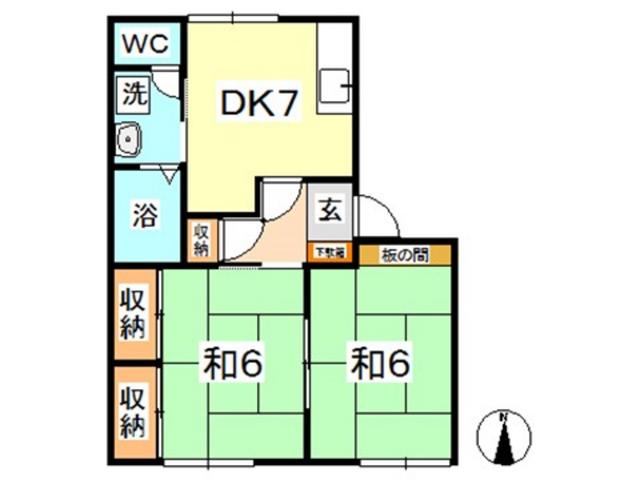 タウニィ樹 B(2DK/1階)の間取り写真