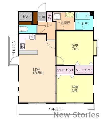 レジデンス伊月(2LDK/2階)の間取り写真