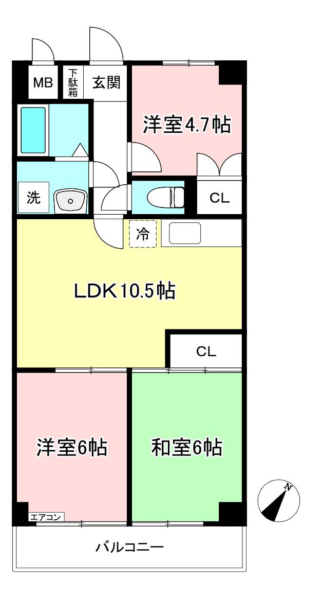 ヴァンクレールI(3LDK/2階)の間取り写真
