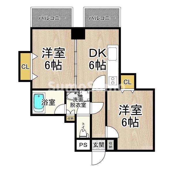 CITY SPIRE難波プレミア(2DK/10階)の間取り写真