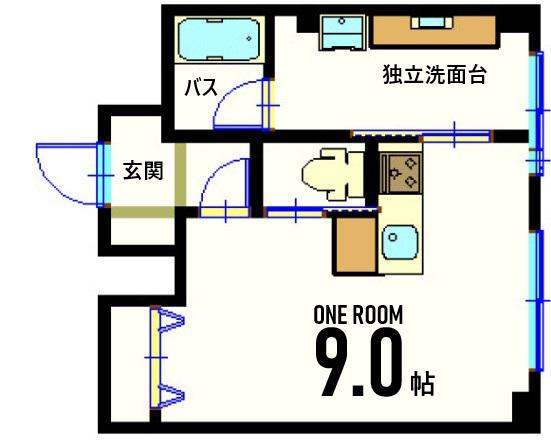 チサンマンション広島(ワンルーム/11階)の間取り写真