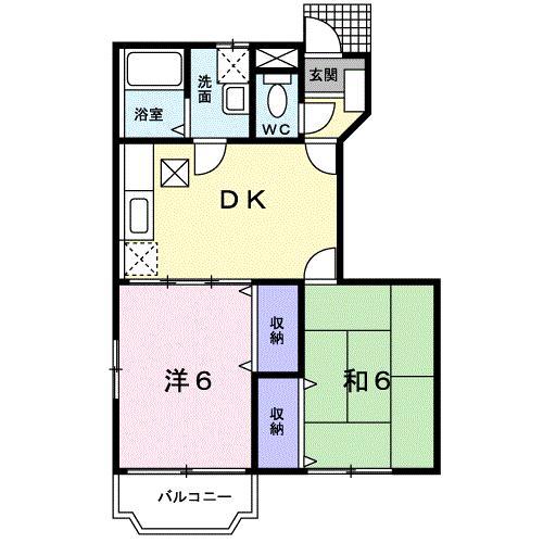 マリア清水 A(2DK/1階)の間取り写真