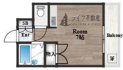 サンブライト新石切(ワンルーム/3階)の間取り写真