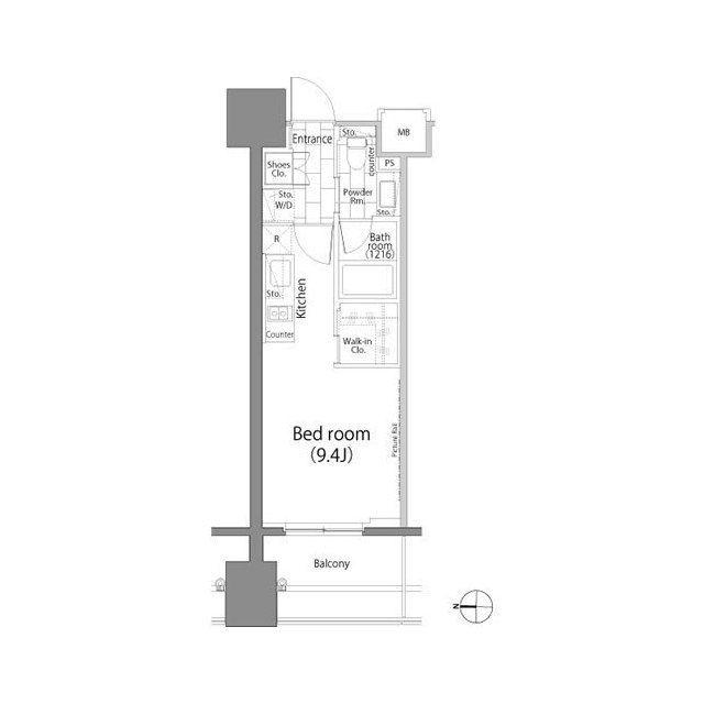 パークハビオ平河町(ワンルーム/14階)の間取り写真