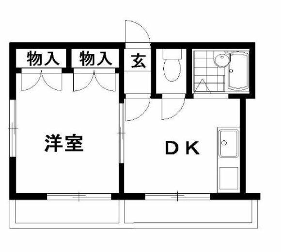 ハイム六会(1DK/2階)の間取り写真