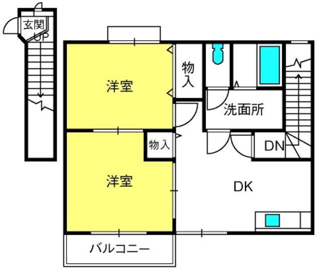 プラッサB(2DK/2階)の間取り写真