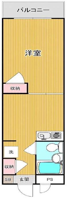 エルスタンザ千早(1DK/1階)の間取り写真