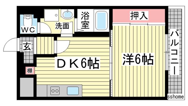 インテリアハシモトビル(1DK/3階)の間取り写真