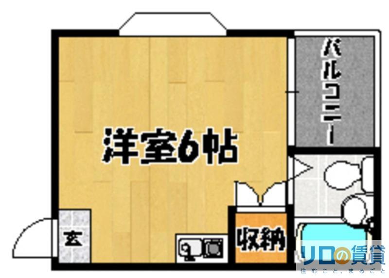 ツインハイツA(ワンルーム/2階)の間取り写真