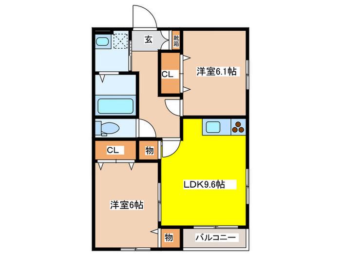ミヤハイツ(2LDK/2階)の間取り写真