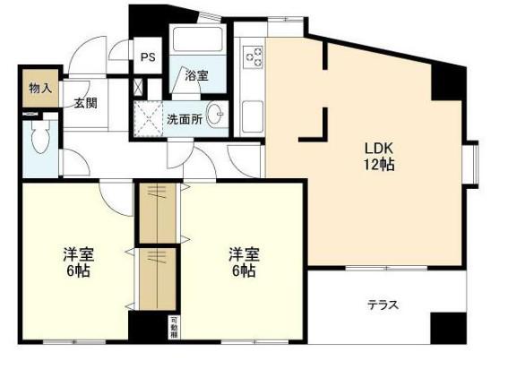 フォークス亀戸(2LDK/1階)の間取り写真