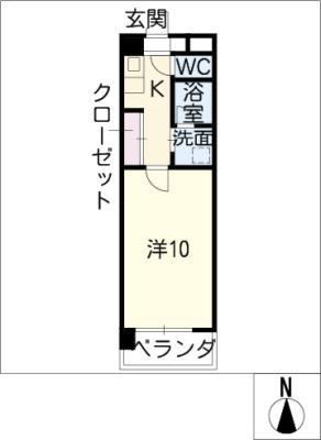 アステール笠寺(1K/4階)の間取り写真