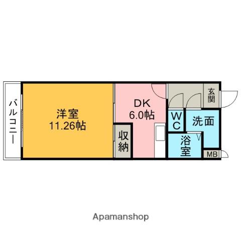 ファイン(1DK/2階)の間取り写真