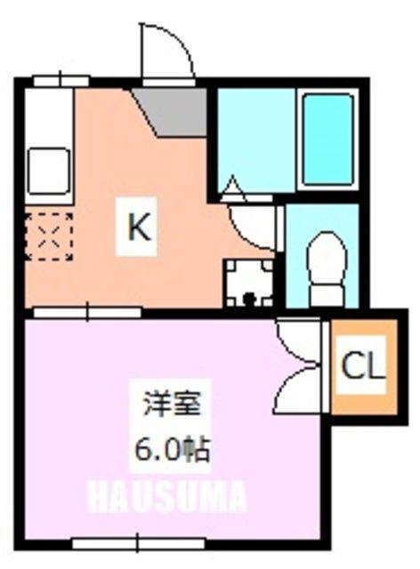 飛鳥山ガーデンハウス弐番館(1K/2階)の間取り写真