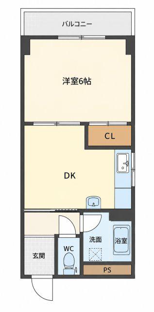 かしはらマンション(1DK/4階)の間取り写真
