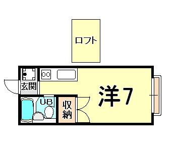 エステートピア武庫川(ワンルーム/2階)の間取り写真
