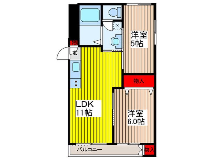 青木公園マンション(2LDK/2階)の間取り写真