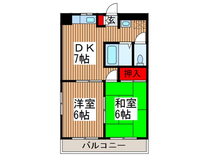 ソレイユ並木(2DK/2階)の間取り写真