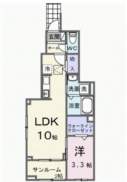 ヒカルサ清水本町(1LDK/1階)の間取り写真
