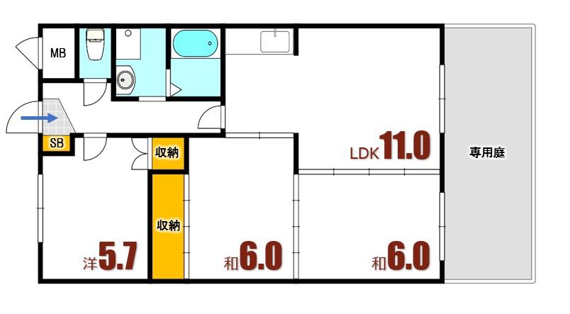 住吉コーポ(3LDK/1階)の間取り写真
