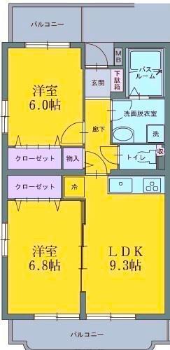 ラフィーネ壱番館(2LDK/3階)の間取り写真