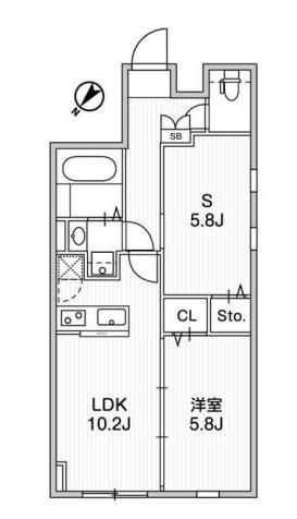 AGLAIA千石DEUX(1SLDK/2階)の間取り写真