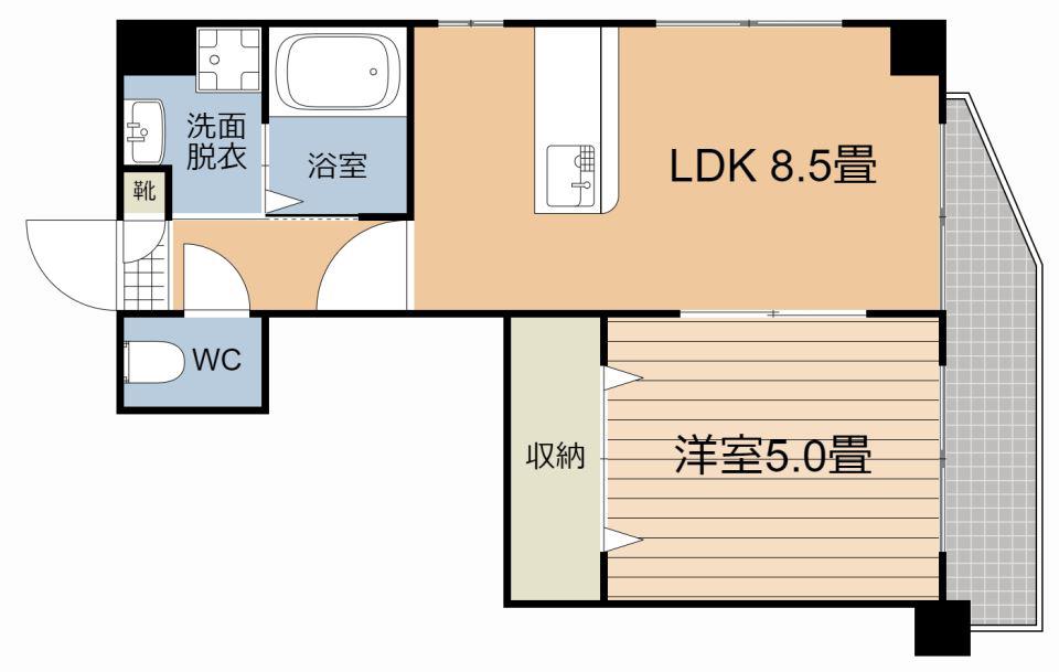 パームツウィン(1LDK/4階)の間取り写真