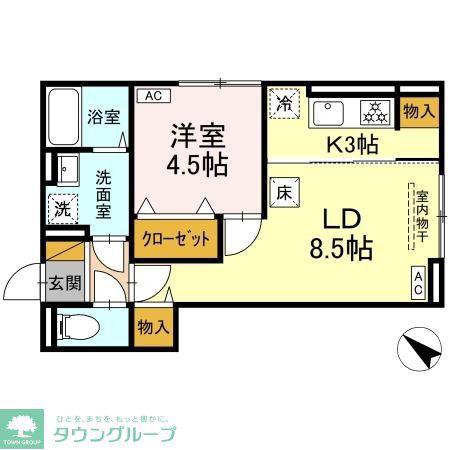 D-ROOM神明町II B B(1LDK/1階)の間取り写真