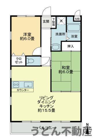 フォブール太田南(2LDK/2階)の間取り写真