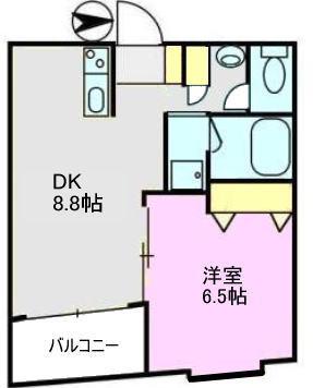 フローラ和光(1DK/2階)の間取り写真