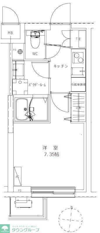 ジェノヴィア蕨(1K/3階)の間取り写真