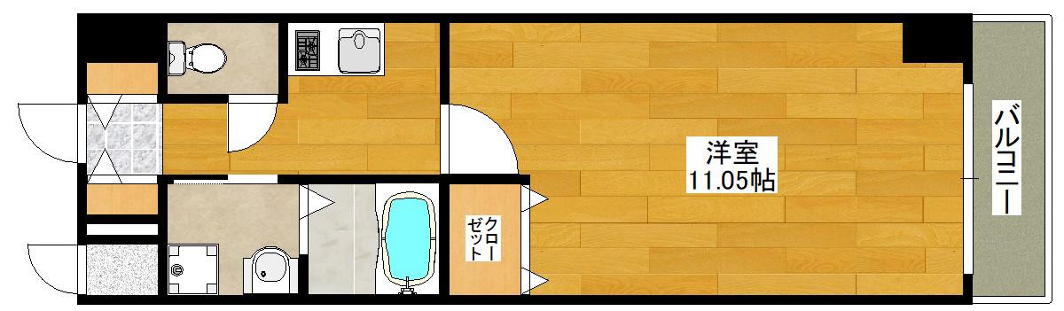 ルミエール千里中央(1K/2階)の間取り写真