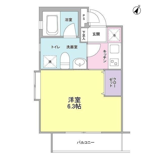 クローバーハイツ西小山 (1K/2階)の間取り写真