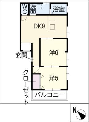 ＪＲ紀勢本線 松阪駅 徒歩7分 2階建 築19年(2DK/1階)の間取り写真