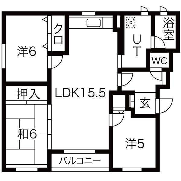ピュアN19(3LDK/2階)の間取り写真