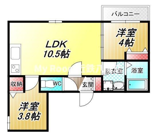 D PORTA MODERNO(2LDK/2階)の間取り写真